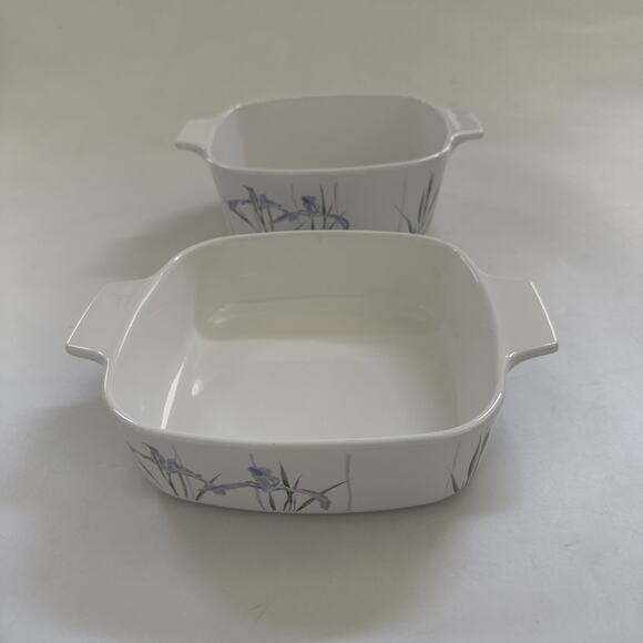 VINTAGE 2 Corning Ware Shadow Iris Casserole Dish A-1-B NO Lid 1 & 1.5 Liter MCM - Picture 2 of 15
